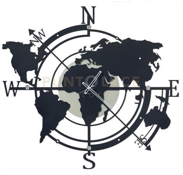 Orologio di design da parete planisfero grande avorio e nero