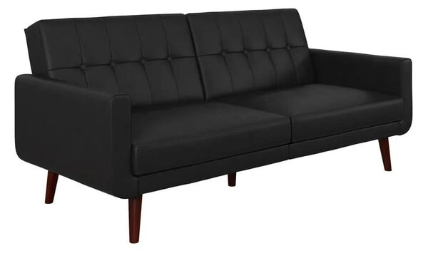 Divano nero allungabile con rivestimento in finta pelle 200 cm Nola – Støraa