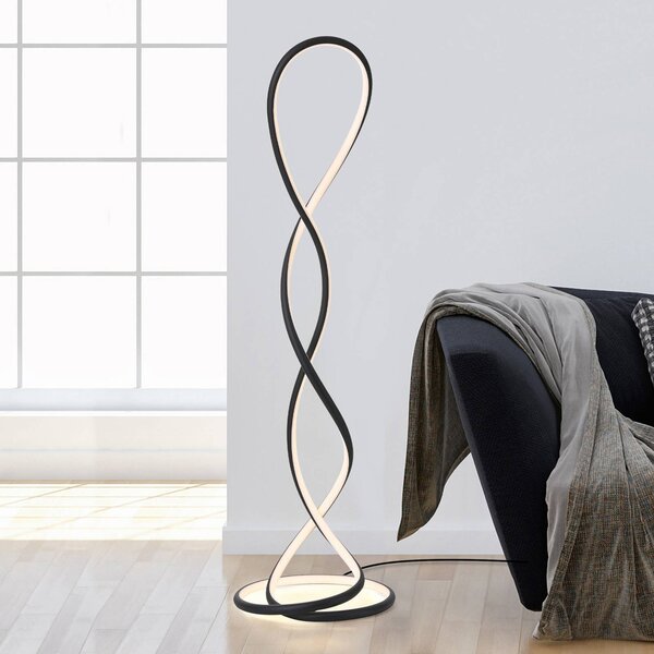Paul Neuhaus Lampada da terra a LED Twist, dimmerabile, Nero, Soggiorno / Sala da pranzo, Alluminio, Moderno, Lampada LED da terra
