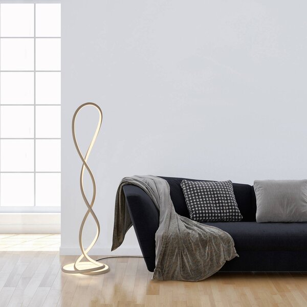 Paul Neuhaus Lampada da terra a LED Twist, dimmerabile, Crema / Ambra, Soggiorno / Sala da pranzo, Alluminio, Moderno, Lampada LED da terra