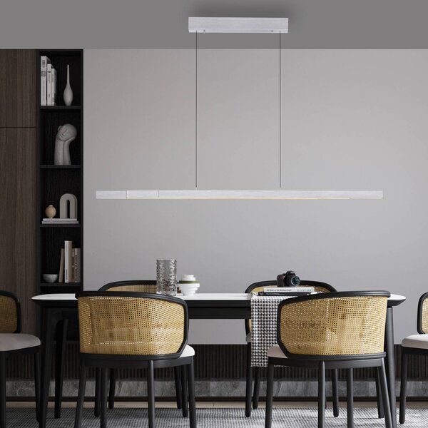Paul Neuhaus lampada LED a sospensione Adriana Comfort Lift, alluminio, CCT dimmerabile, Alluminio / Grigio / Zincato, Soggiorno / Sala da pranzo, Alluminio, Moderno