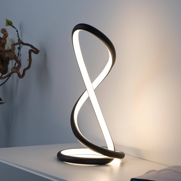 Paul Neuhaus Lampada da tavolo a LED Twist, dimmerabile, Nero, Camera da letto, Alluminio, Moderno, Lampada da tavolo LED