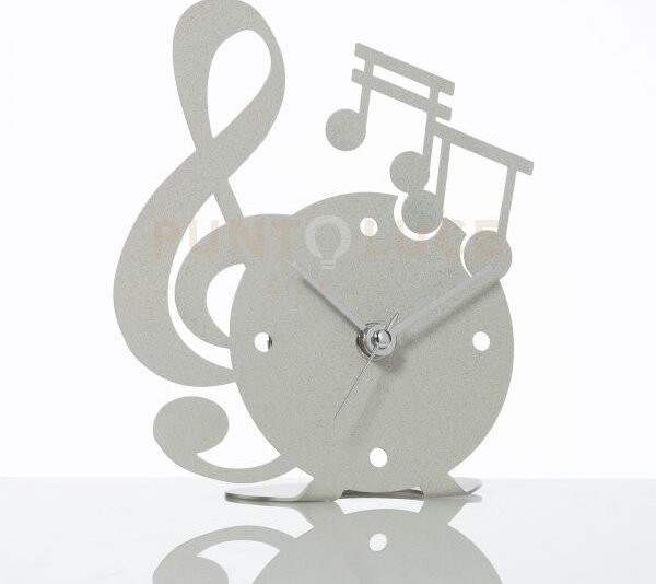 Orologio musica avorio in ferro e polimetilmetacrilato 13,5x15,5cmh