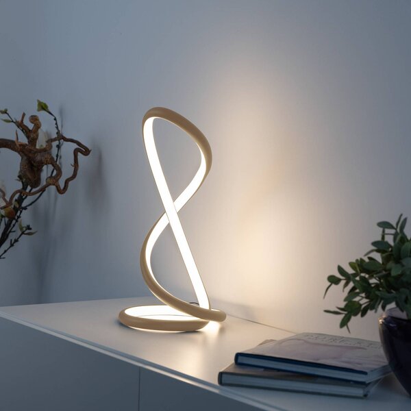 Paul Neuhaus Lampada da tavolo a LED Twist, dimmerabile, Crema / Ambra, Camera da letto, Alluminio, Moderno, Lampada da tavolo LED