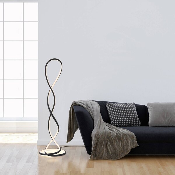 Paul Neuhaus Lampada da terra a LED Twist, dimmerabile, Nero, Soggiorno / Sala da pranzo, Alluminio, Moderno, Lampada LED da terra