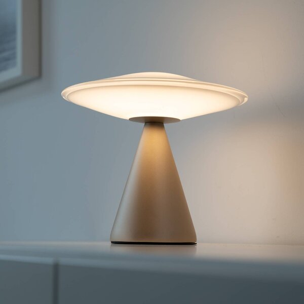 Paul Neuhaus Lampada da tavolo a LED Elipsa, dimmerabile, Bianco / Opale, Soggiorno / Sala da pranzo, Vetro, Lampada da tavolo LED