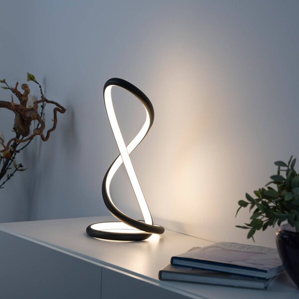 Paul Neuhaus Lampada da tavolo a LED Twist, dimmerabile, Nero, Camera da letto, Alluminio, Moderno, Lampada da tavolo LED