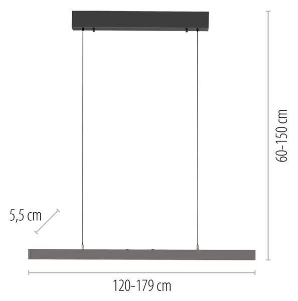 Paul Neuhaus lampada LED a sospensione Adriana Comfort Lift, grigio, CCT dimmerabile, Alluminio / Grigio / Zincato, Soggiorno / Sala da pranzo, Alluminio, Moderno