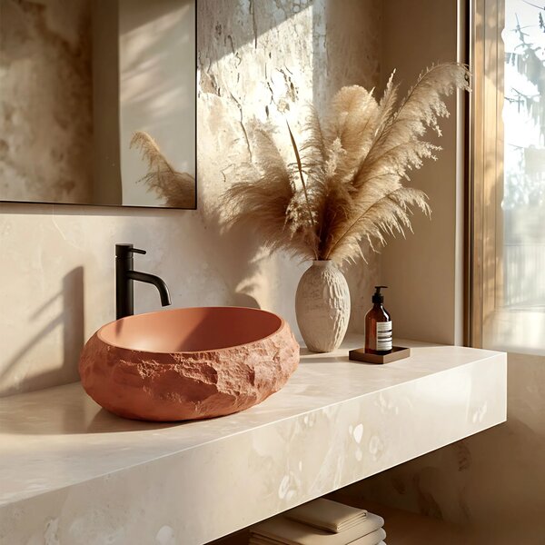 Lavabo da appoggio Rea Mika Terracotta