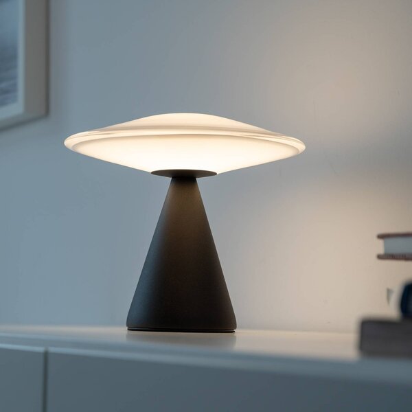 Paul Neuhaus Lampada da tavolo a LED Elipsa, dimmerabile, Bianco / Opale, Soggiorno / Sala da pranzo, Vetro, Lampada da tavolo LED