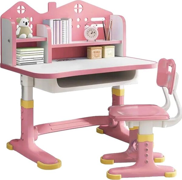 Set di sedie da scrivania, regolabili in altezza, con cassetto portaoggetti, rosa