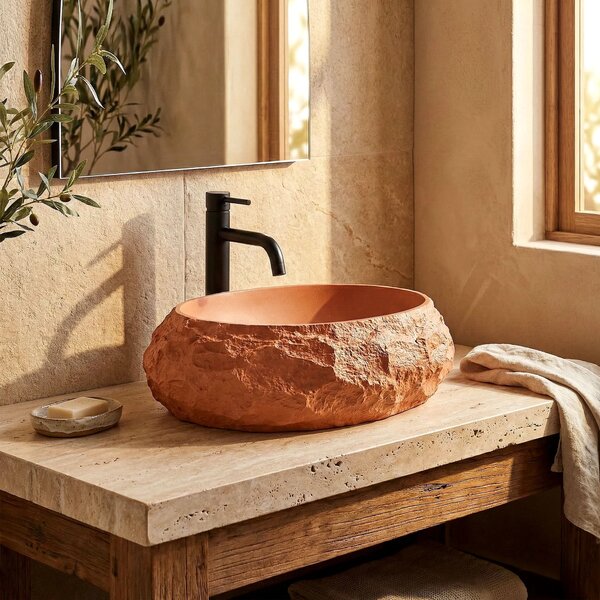 Lavabo da appoggio Rea Mika Terracotta