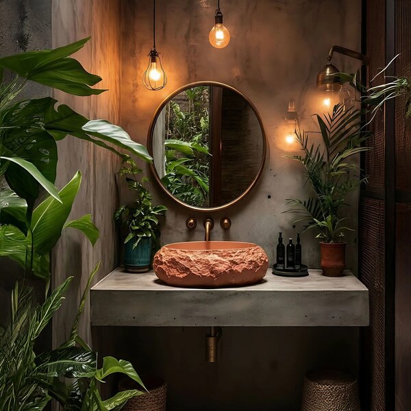 Lavabo da appoggio Rea Mika Terracotta