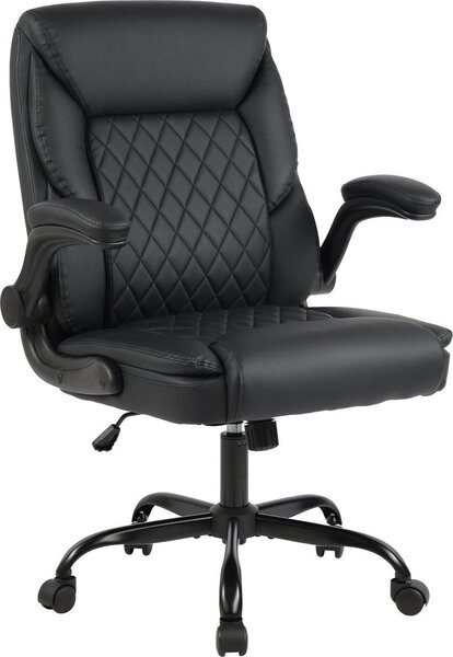 Sedia ergonomica per ufficio - sedia per ufficio - elevato comfort di seduta, Pelle finta - nera, regolabile