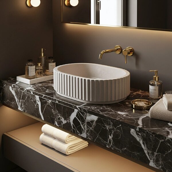 Lavabo da appoggio Rea Margaret Beige