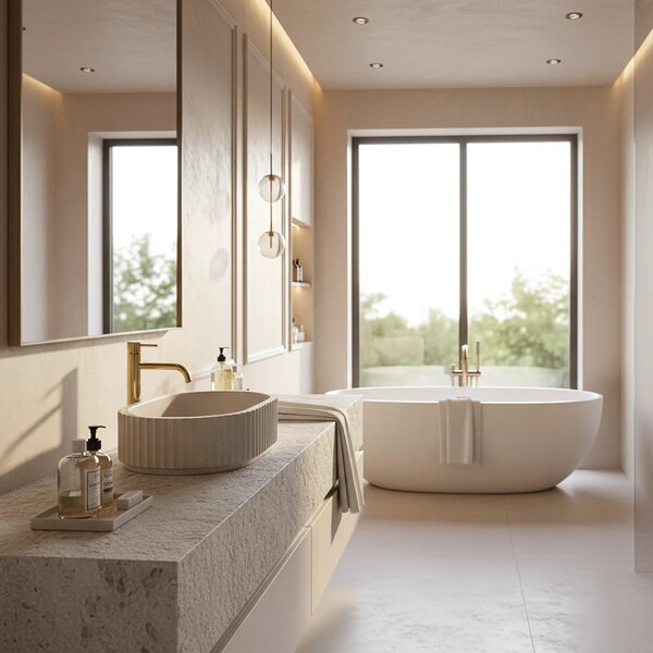Lavabo da appoggio Rea Margaret Beige