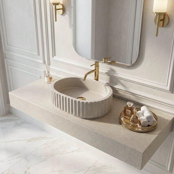 Lavabo da appoggio Rea Margaret Beige