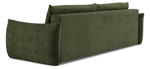 Divano verde allungabile con rivestimento in ciniglia 230 cm Leila – Makamii