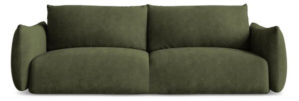 Divano verde allungabile con rivestimento in ciniglia 230 cm Leila – Makamii