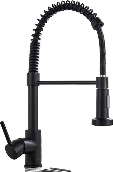 Rubinetto da cucina, funzione spray estraibile, rotazione a 360 gradi, nero opaco