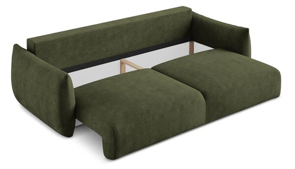 Divano verde allungabile con rivestimento in ciniglia 230 cm Leila – Makamii
