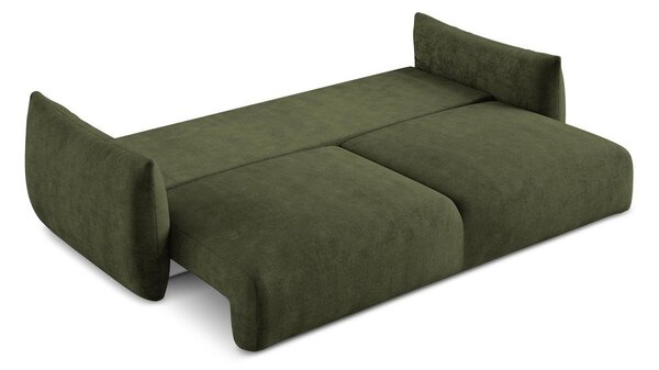 Divano verde allungabile con rivestimento in ciniglia 230 cm Leila – Makamii