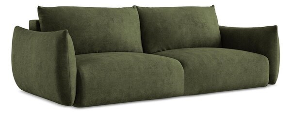 Divano verde allungabile con rivestimento in ciniglia 230 cm Leila – Makamii