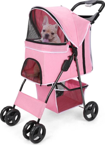 Trasportino per animali, tessuto traspirante, ruote piroettanti universali, rosa