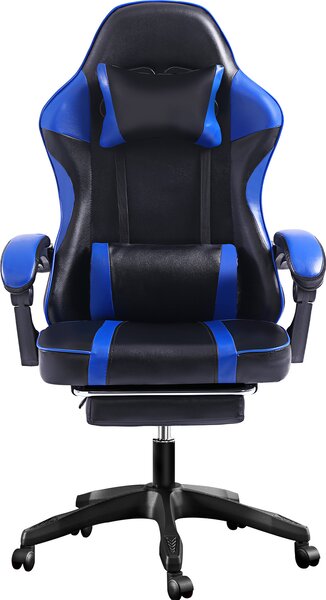 AIORBER Sedia da gioco, Girevole a 360°, Spina lombare regolabile, Morbida e confortevole, Ergonomica, Sedia da ufficio, Per camera da letto, Ufficio, 65x65x123cm, Blu
