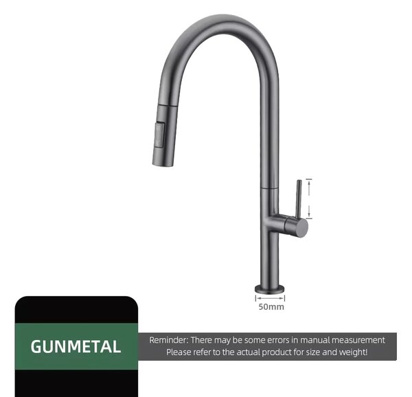 Rubinetto da cucina color canna di fucile, con doccetta estraibile, in ottone , 1204-GM