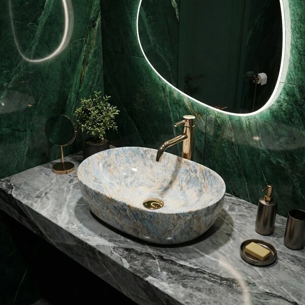 Lavabo da appoggio Rea Amelia Ruststone 48