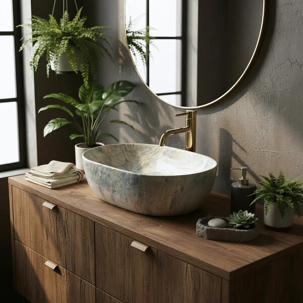 Lavabo da appoggio Rea Amelia Ruststone 48