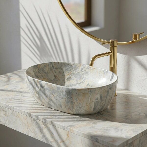 Lavabo da appoggio Rea Amelia Ruststone 48
