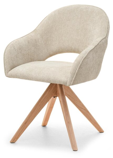 Sedia da pranzo girevole ACANTHA - crema / rovere