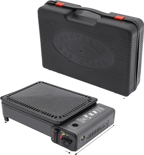 Barbecue a gas, design portatile, impostazioni di temperatura regolabili, nero
