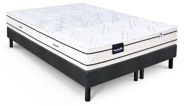Set materasso e rete a molle Dunlopillo Romarin, dimensioni 180 x 200 cm, 5 zone di comfort, 630 molle insacchettate, altezza 20 cm, composto da 2 reti da 90 x 200 cm