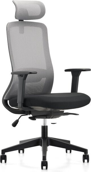 Sedia da ufficio Casa Dolce MOLINA, grigio e nero, 71x68x110-120 cm, girevole e regolabile in altezza, tessuto e rete, braccioli regolabili