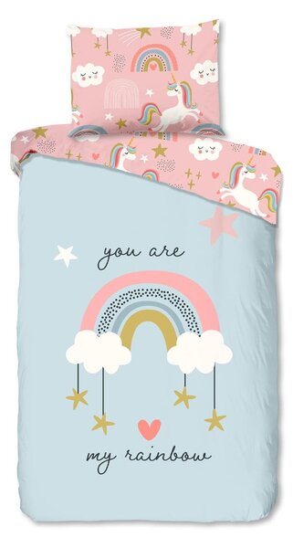 Set copripiumino e federa da bambini blu/rosa in cotone per letto singolo 140x200 cm Suus – Good Morning