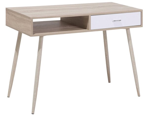BELIANI Scrivania da ufficio marrone chiaro 100 x 48 cm con cassetto e ripiano. Design moderno