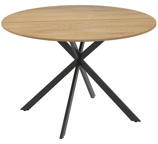 HOMCOM Tavolo da Pranzo Rotondo Stile Industriale con Gambe a Croce in Acciaio, Ø120x75 cm, Colore Quercia | Aosom Italy