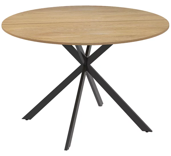 HOMCOM Tavolo da Pranzo Rotondo Stile Industriale con Gambe a Croce in Acciaio, Ø120x75 cm, Colore Quercia | Aosom Italy