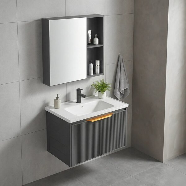 Set di mobili da bagno con lavabo Mario 60cm Grey