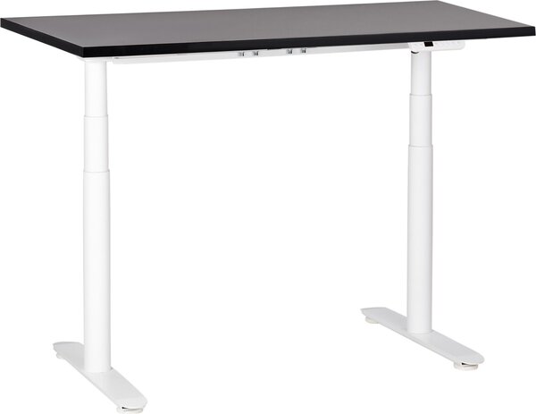 BELIANI Scrivania regolabile in altezza piano nero struttura in acciaio bianco 120 x 72 cm regolazione elettrica in altezza ufficio moderno