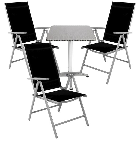 Set da bistrot 4 pezzi in alluminio - Tessuto / Nero