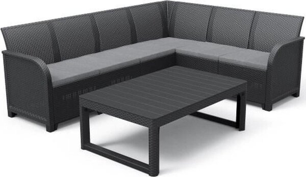 Mobili da giardino ALLIBERT SanRemo Lyon per 6 persone, nero/grigio