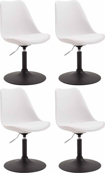 Set di 4 sedie da pranzo - sedie da cucina - design confortevole e girevole a 360° | Colore: Bianco | Colore base: Nero