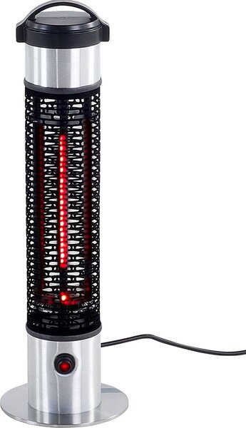 BELIANI Stufa radiante corta elettrica nera con alluminio argento 800 watt accessori da balcone moderni