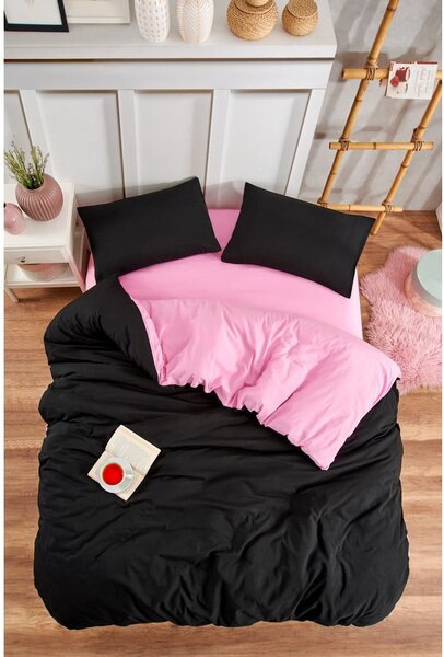 Set copripiumino e federa nero/rosa per letto singolo o esteso con lenzuolo incluso/3 pezzi 160x220 cm Classic – Mila Home