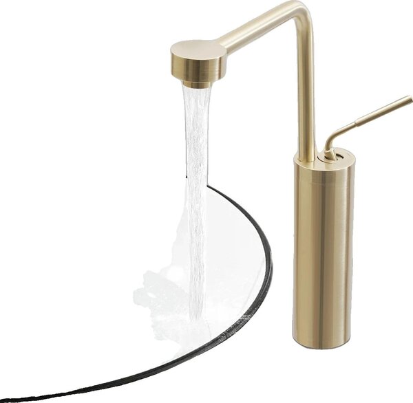 Rubinetto per lavabo, struttura in ottone, altezza 32,5 cm, montaggio a parete, rotazione a 360°, temperatura regolabile