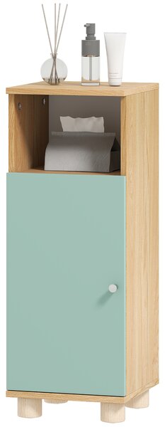 HOMCOM Mobile da bagno, mobiletto portaoggetti stretto con armadio a porta e vano aperto, 30x30x80cm, verde | Aosom Italy